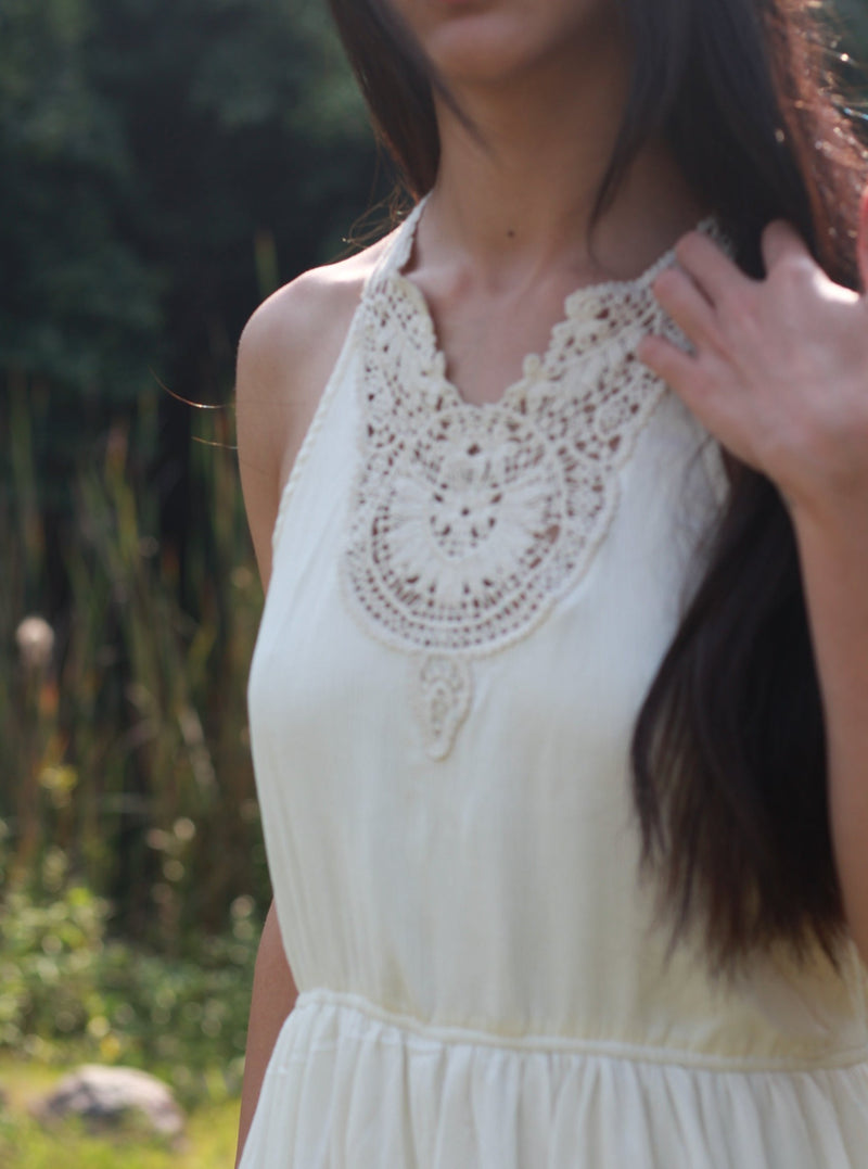 Lace detail fit and flare vacay dress